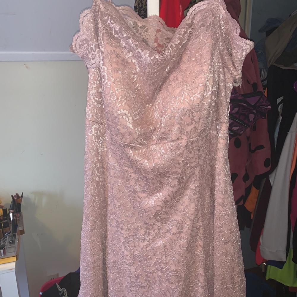Morgan & Co. baby pink dress with sliver sparkles